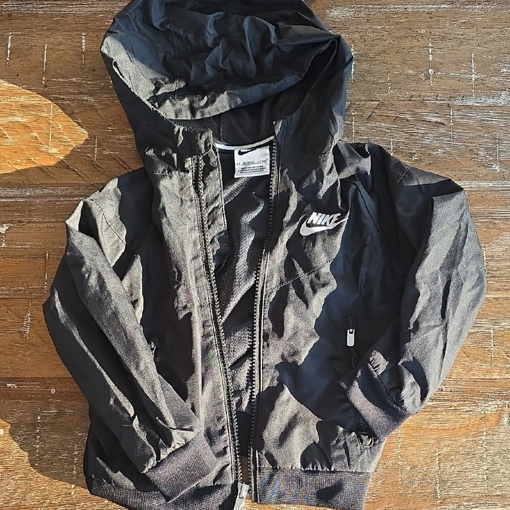 Nike Kids Black Hooded Raincoat